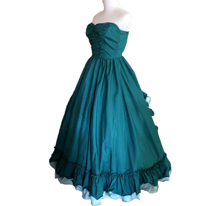 open lace back dress Elegant A line Long Tiered Chiffon Prom Dress 22th Birthday Outfits P2   PreppyDress
