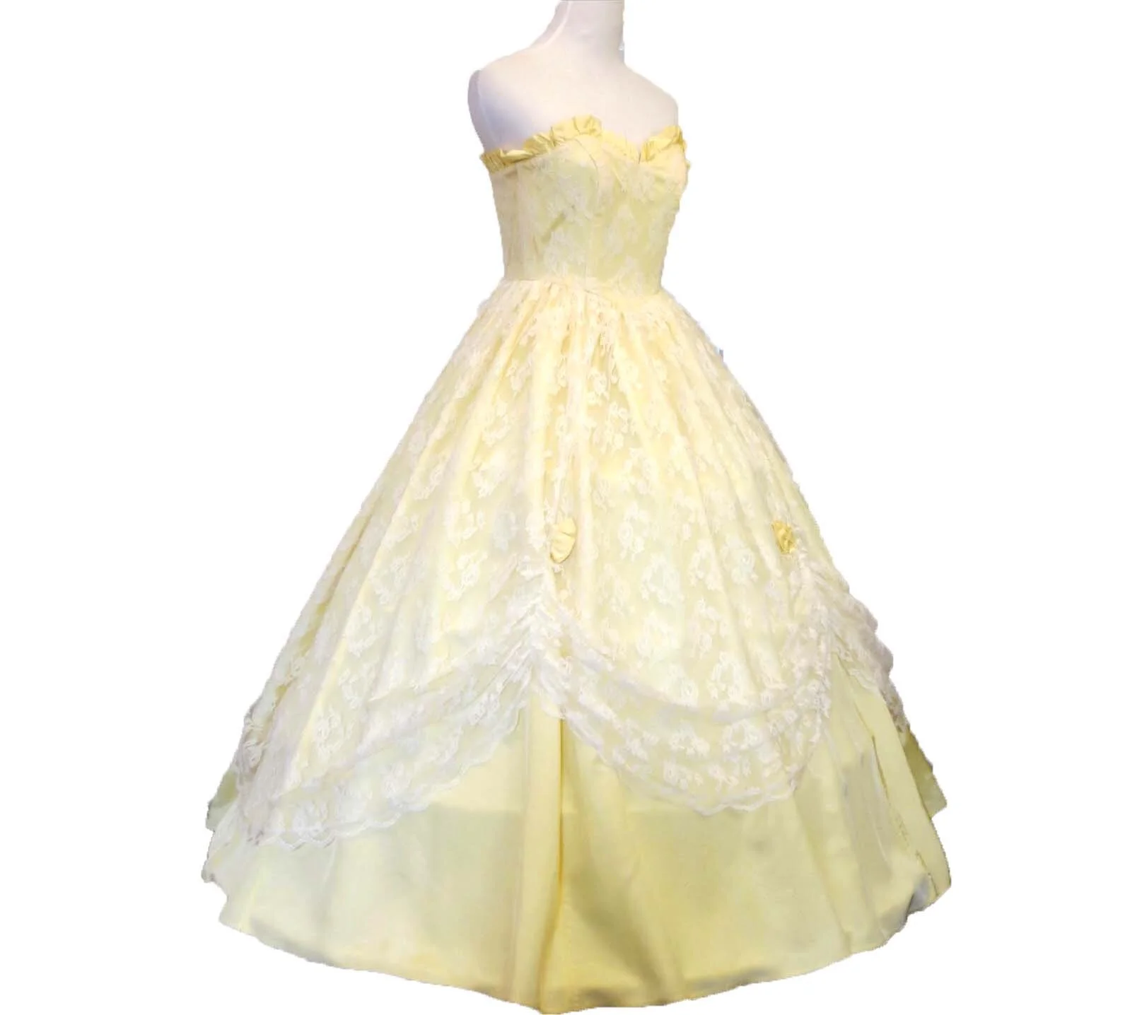 white and yellow gown