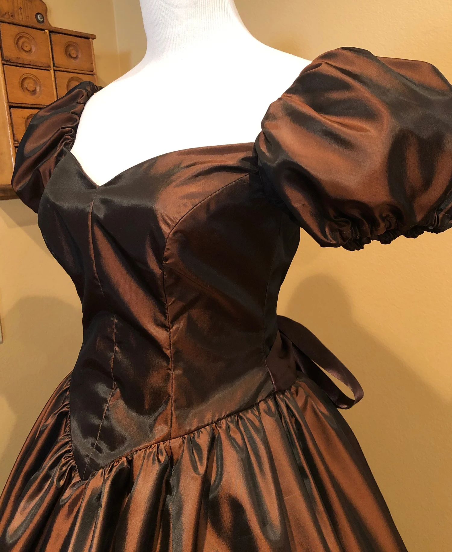brown taffeta dress Paneled Double-Side Taffeta Gown