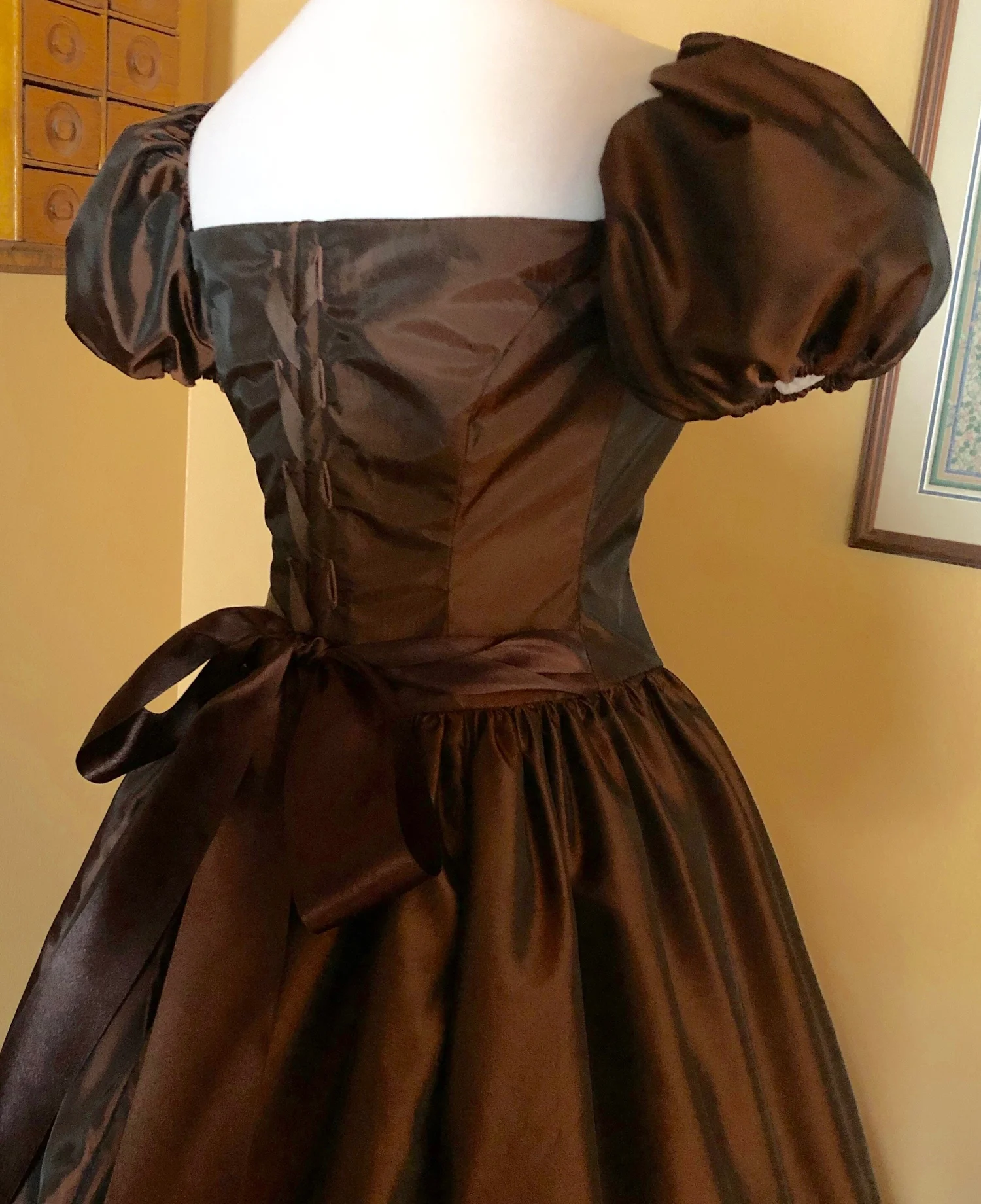 Chocolate Brown Taffeta Gown (Waist: 28" -- 30 1/2")  Civil War Ball Gowns