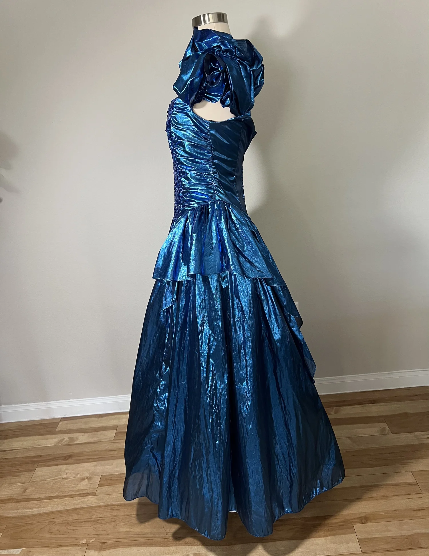N26.1 Blue Metallic Lame Prom Dress (waist - 26")  Civil War Ball Gowns