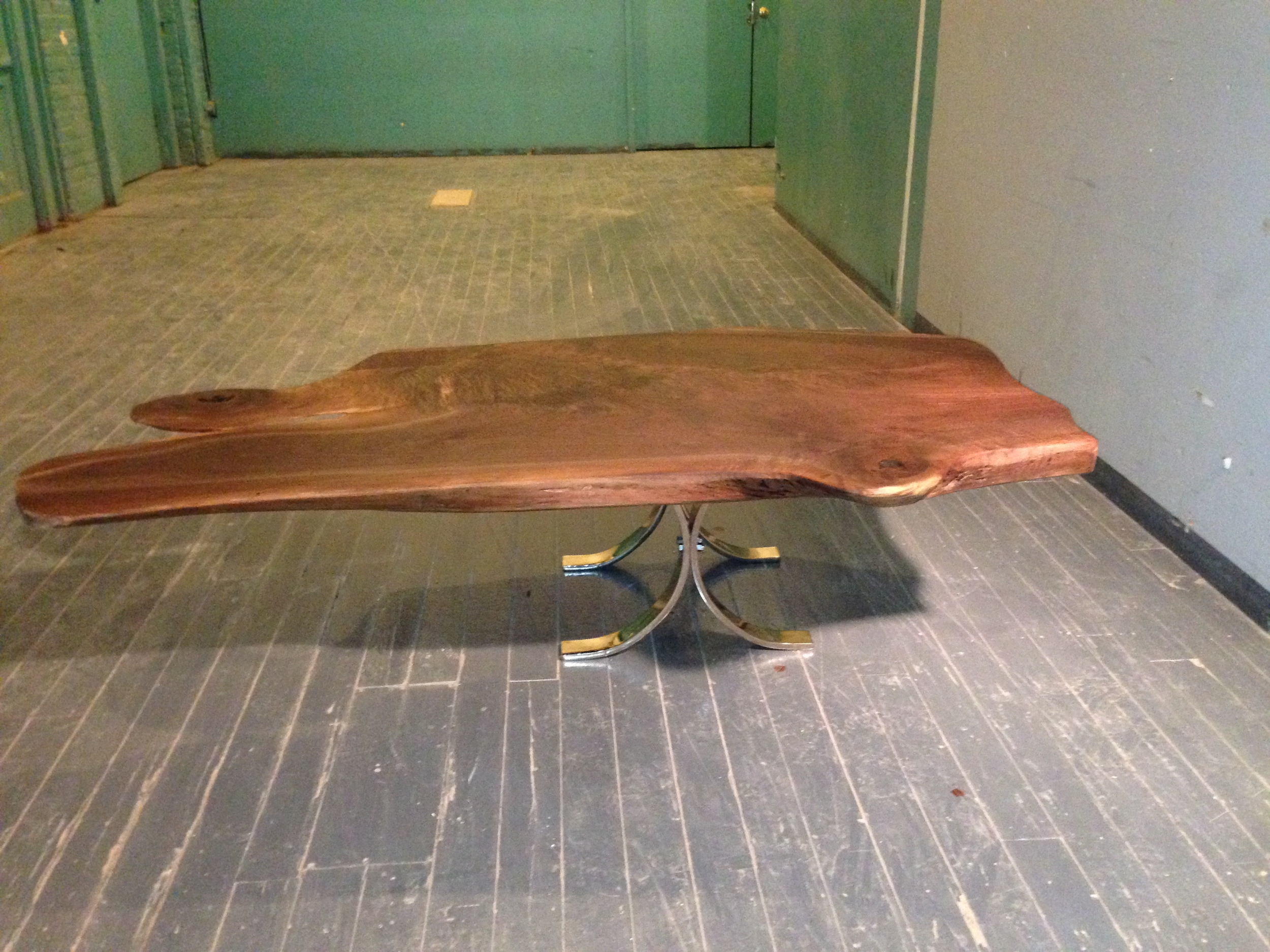 Walnut Coffee Table with Nickel-Plated Legs