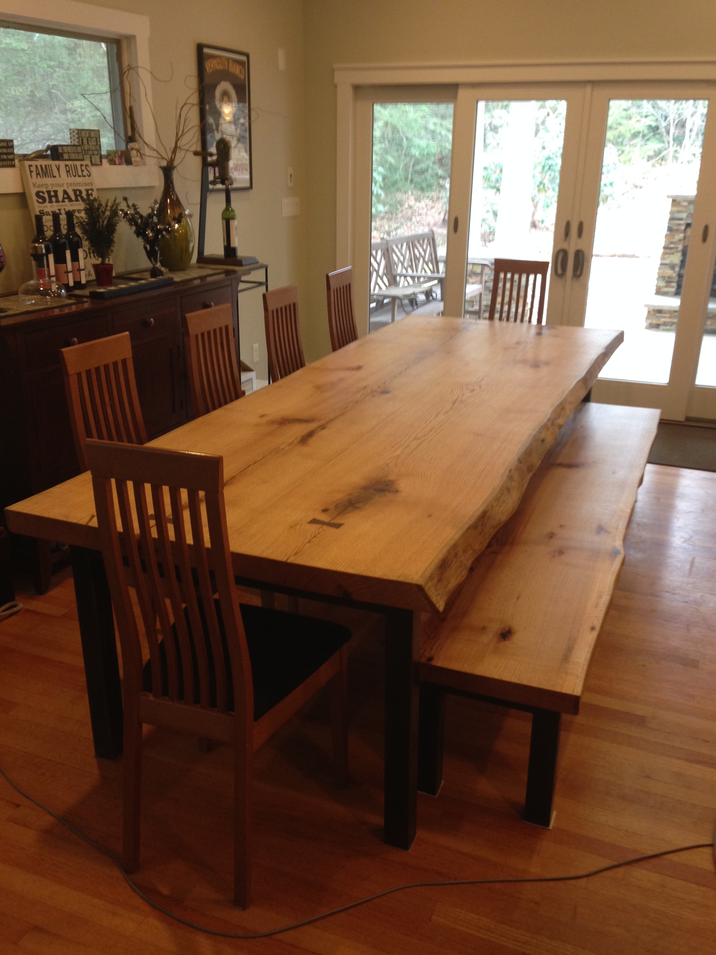 Hurricane Sandy Oak Table and Bench