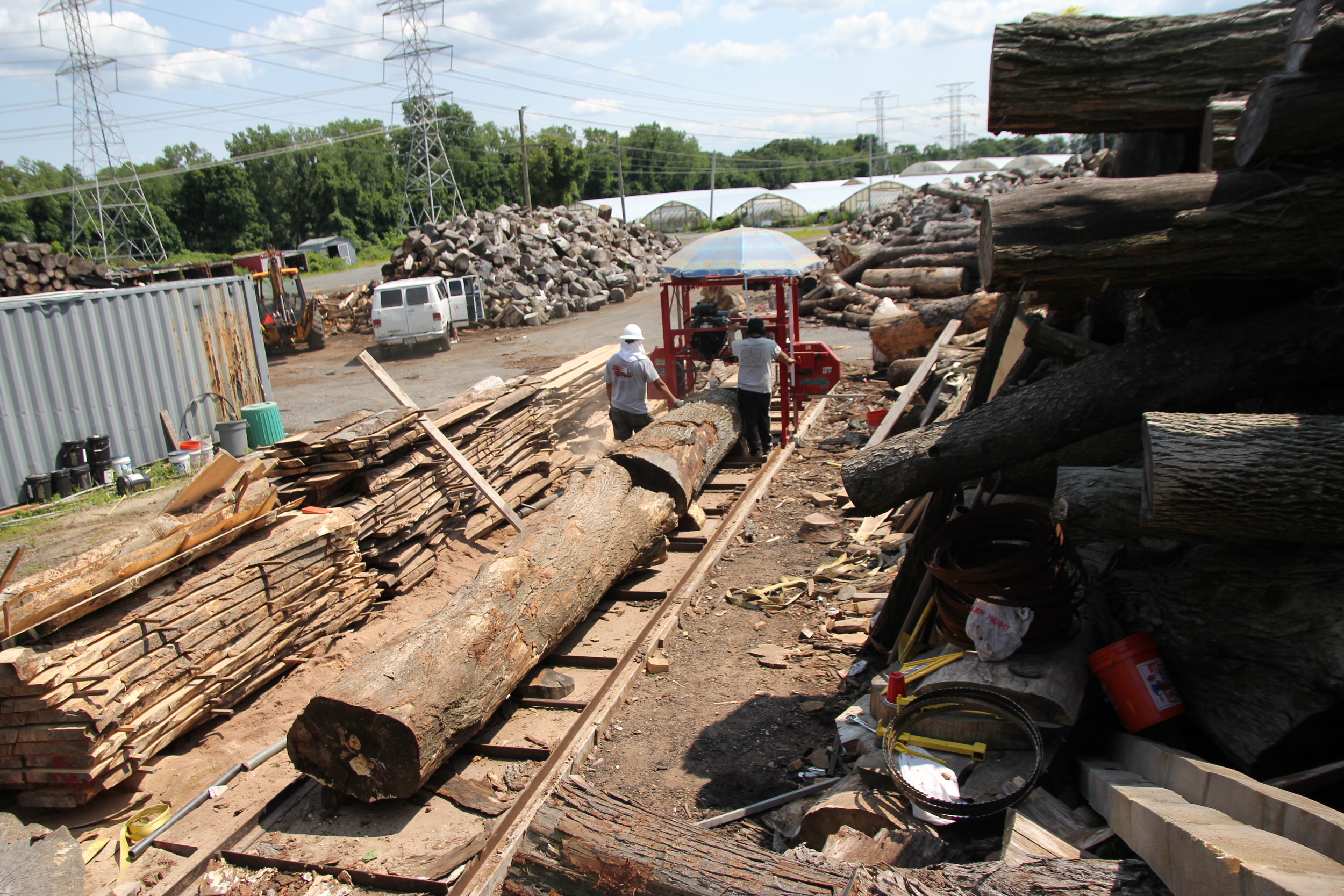 50' of track to mill 46"x45' with a band saw cut