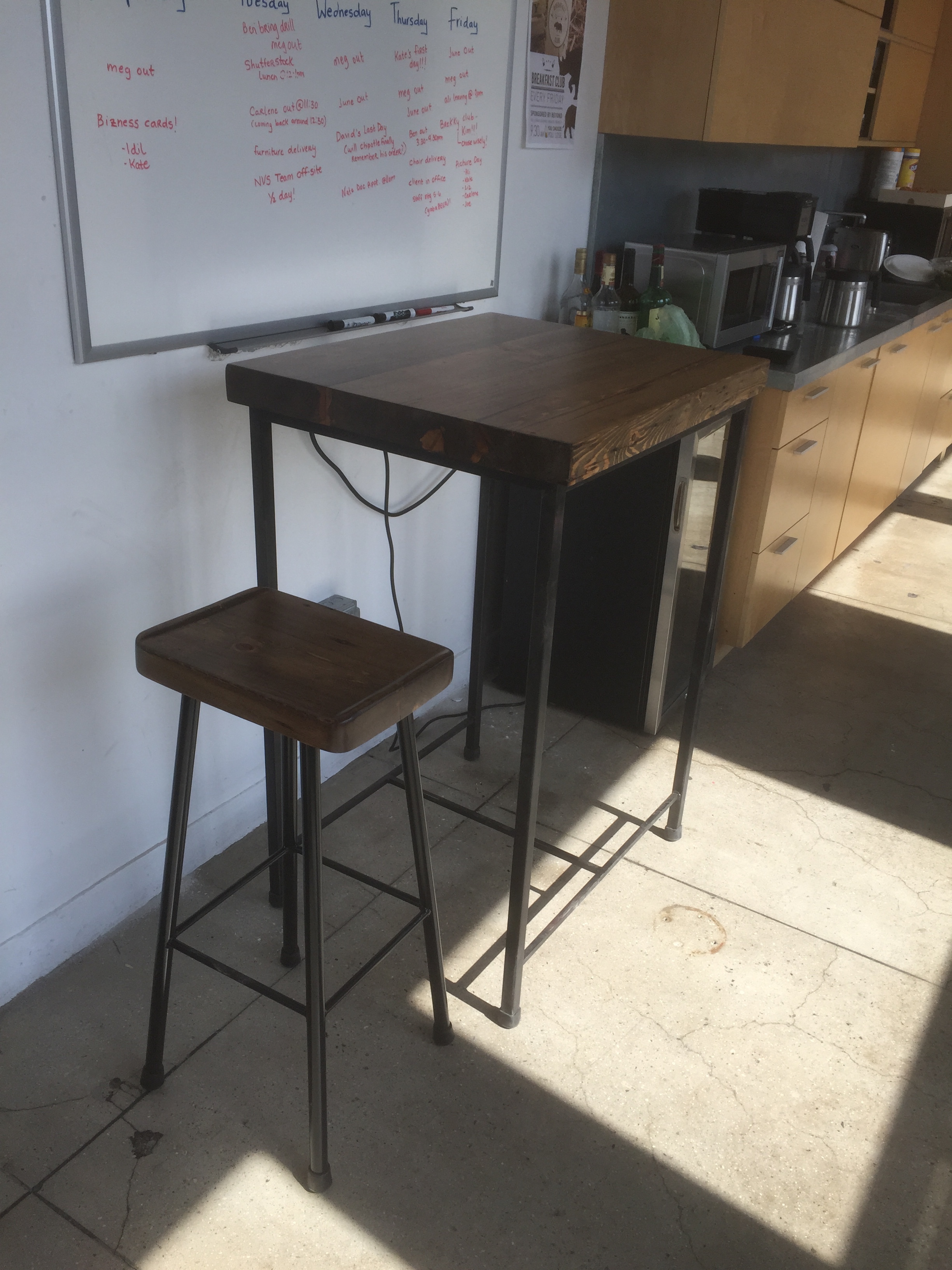 Stained High Table and Matching Bareback Stool