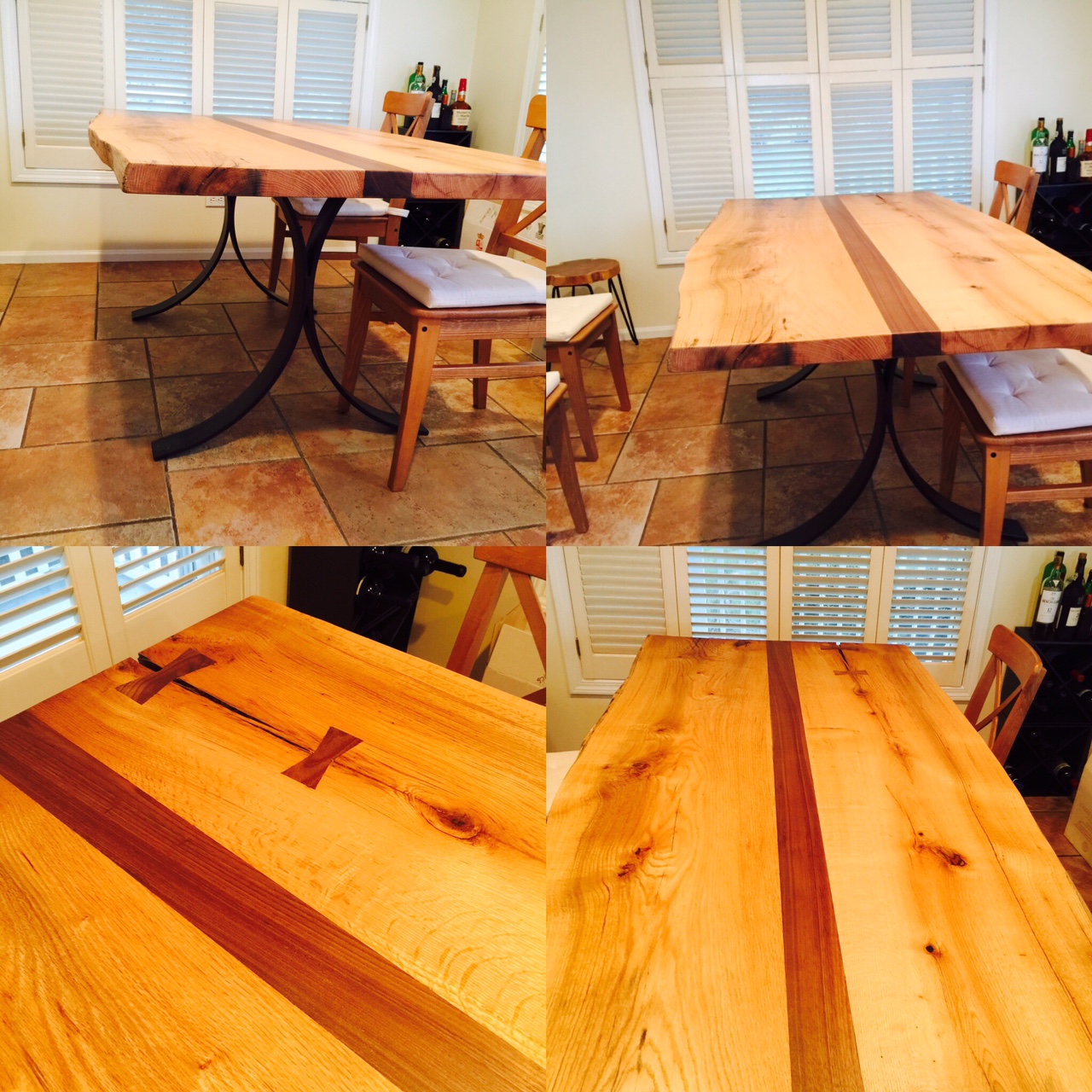 Hickory Table with Walnut Strip