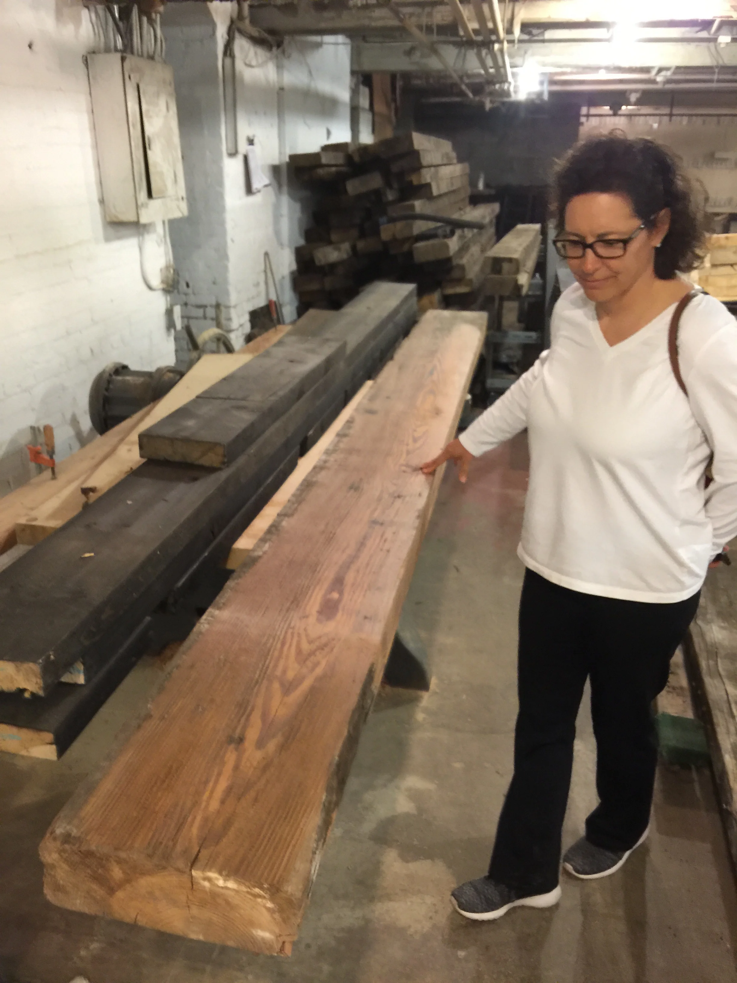 Client came by to look at wood for a banquette