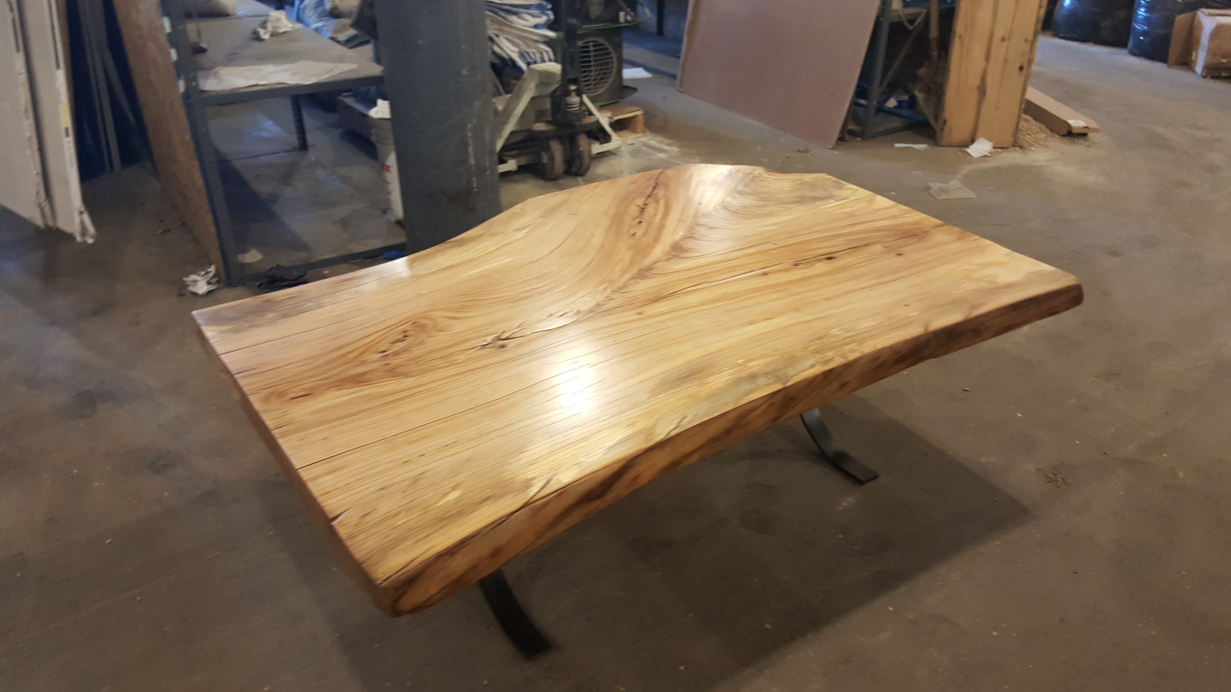 Live Edge Elm Table with Curved Legs