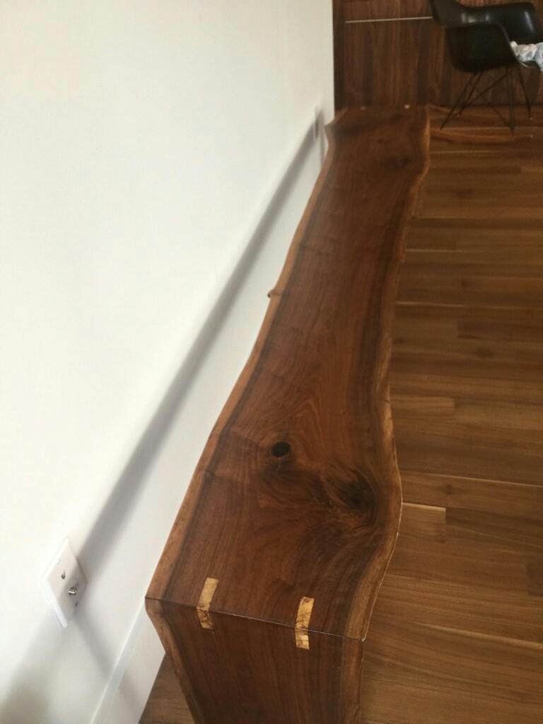 Couple spotted Walnut bench and Elm console table at the Flea and just knew it would be perfect for their new Brooklyn home.