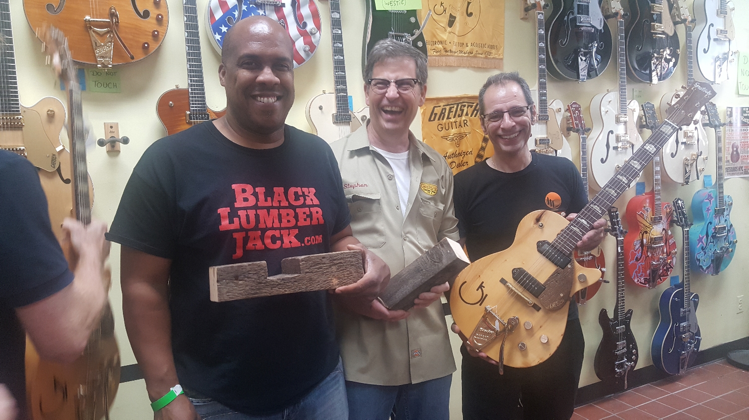 Blacklumberjack, Steve Stern, master guitar maker and Rocky Schiano, owner of Street Sounds, the coolest guitar shop around!
