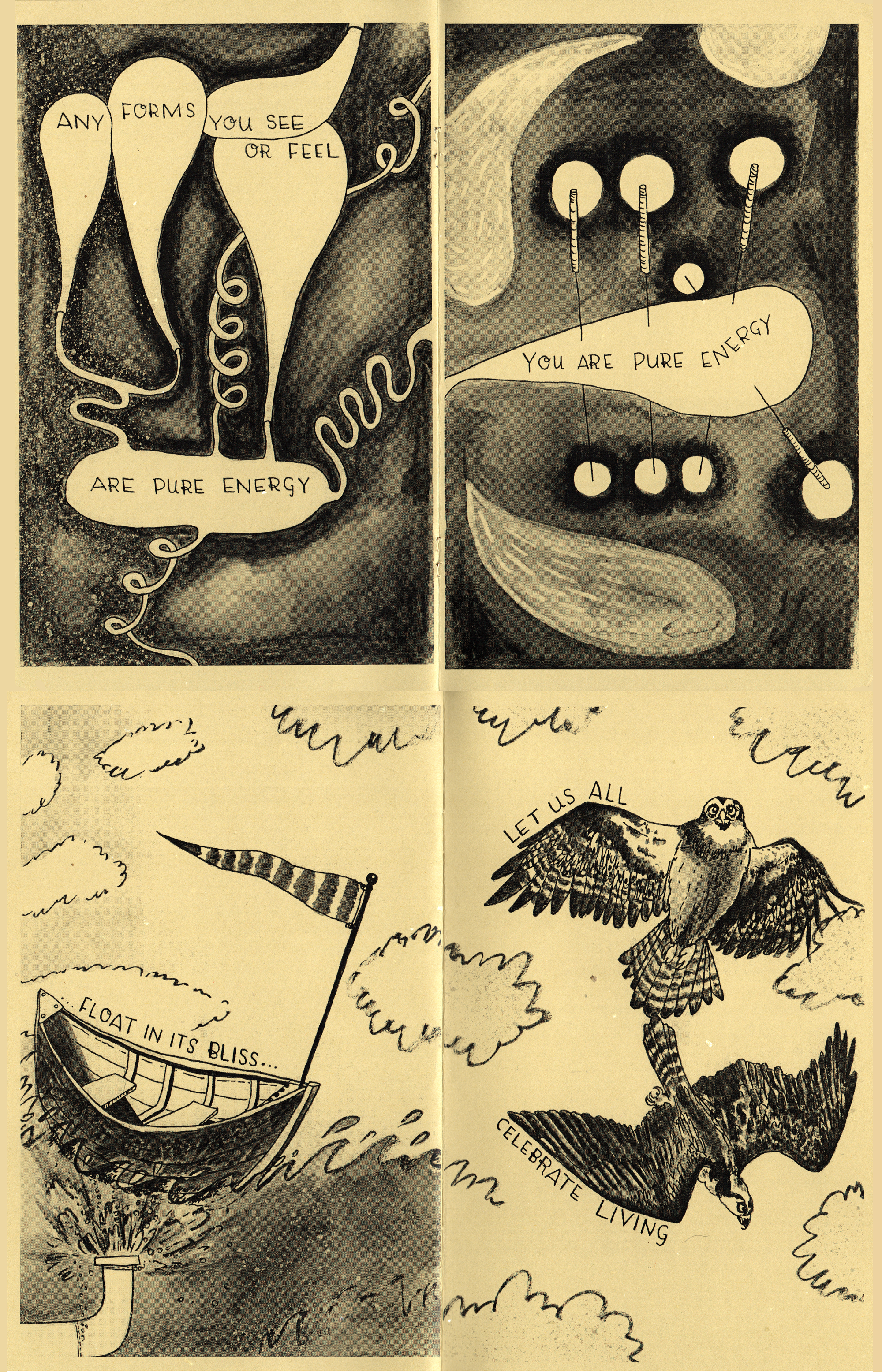 Excerpt from Words for Someone Who Has Just "Died"; ink, watercolor and digital, 2015