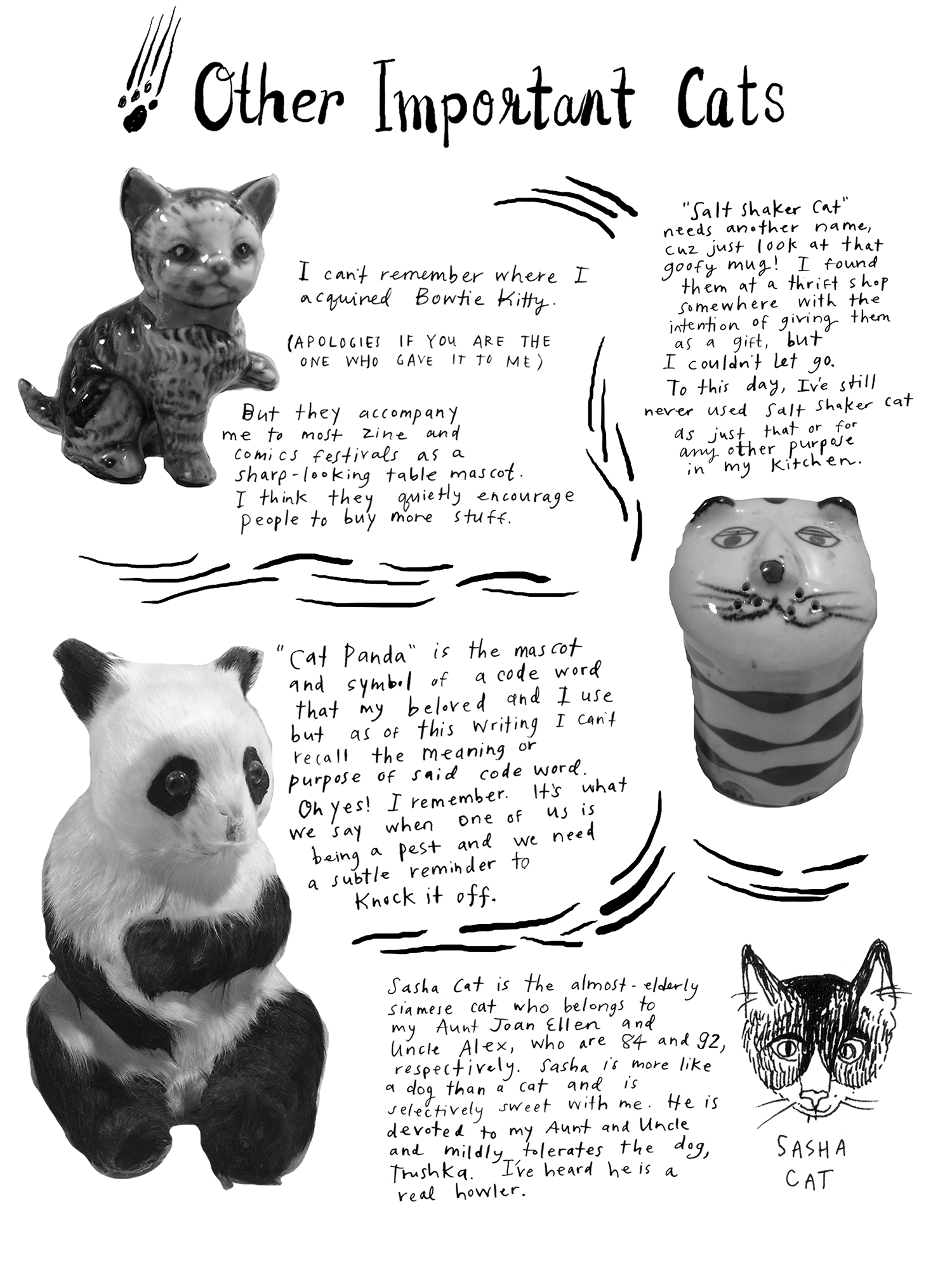 Other Important Cats, black ink with digital photos, 2016