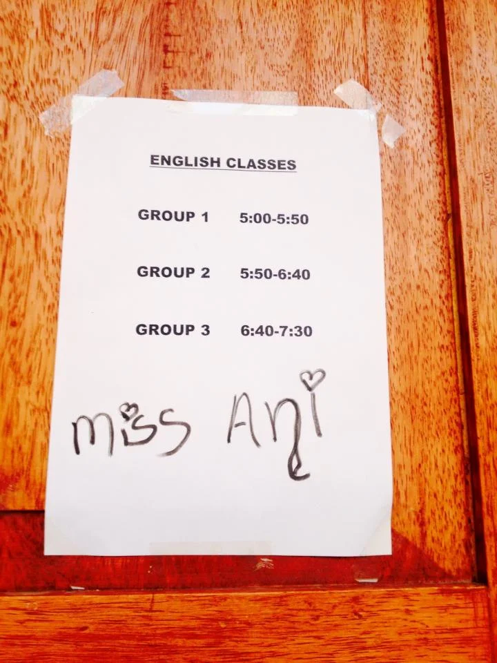 One of the sweetest things I've ever walked up to. Seeing my name secretly written on the class schedule by a student.