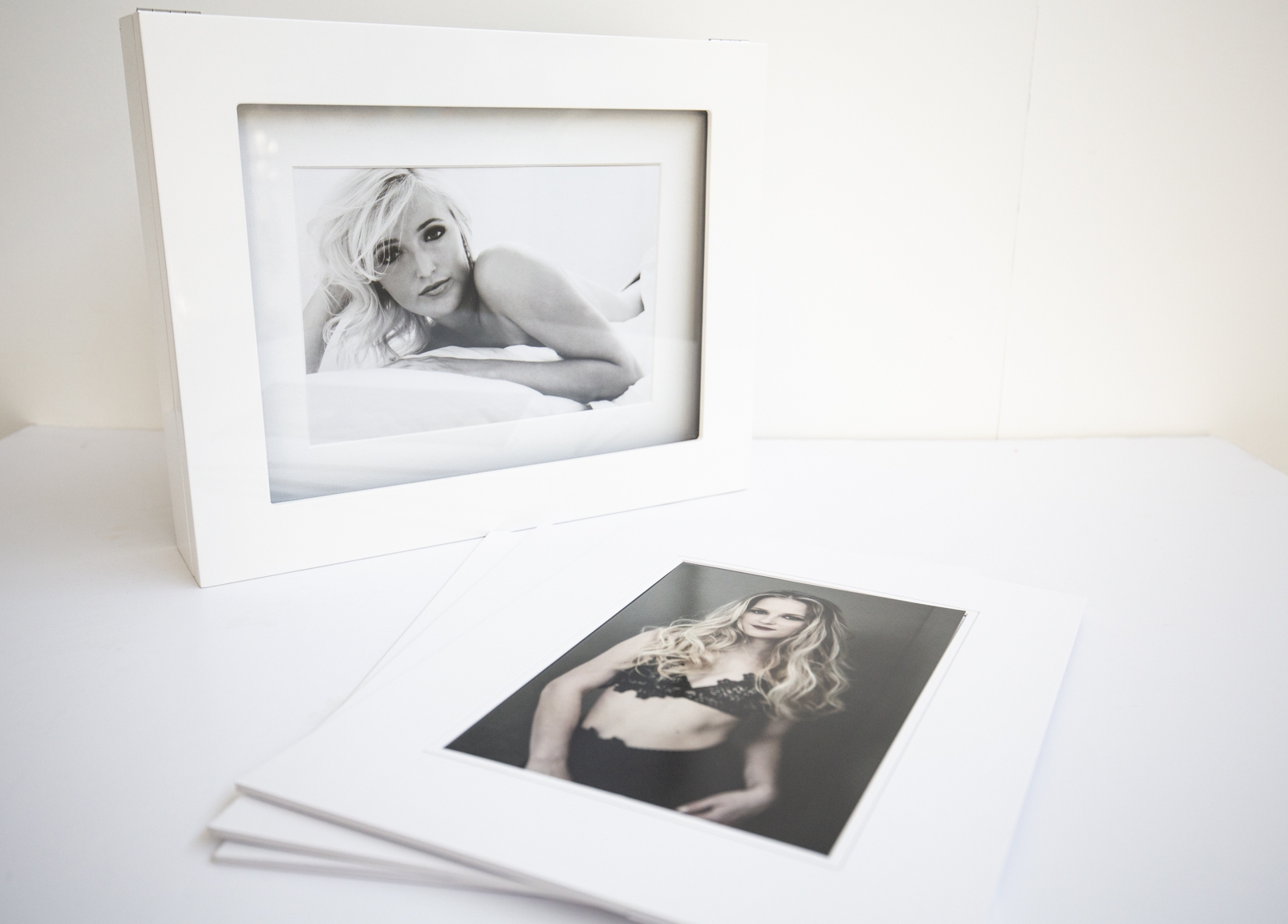 Photo display box with matted prints