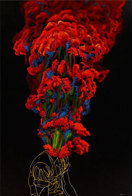 Bloom | 2011 | Gouache on black paper | 20" x 30"