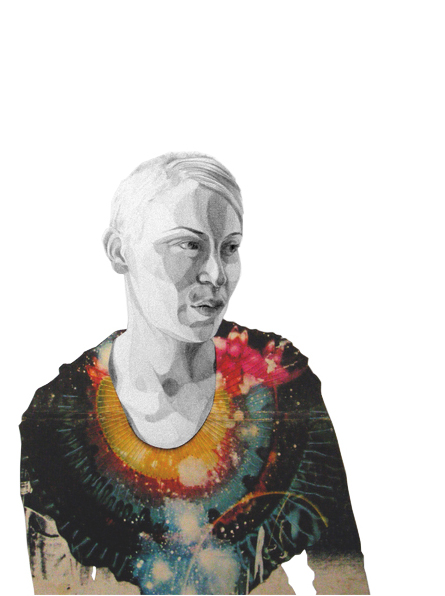 Jillian | In collaboration with Shaun Kardinal | 2010 Graphite cut paper and sewn record sleeves | 16" x 22"