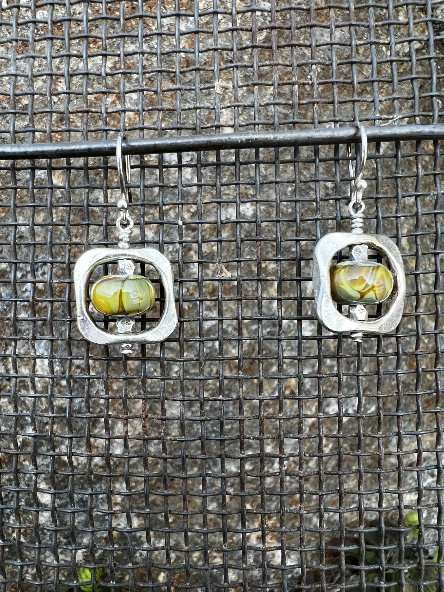 Lampwork Glass Bead Earrings with Thai Sterling Silver