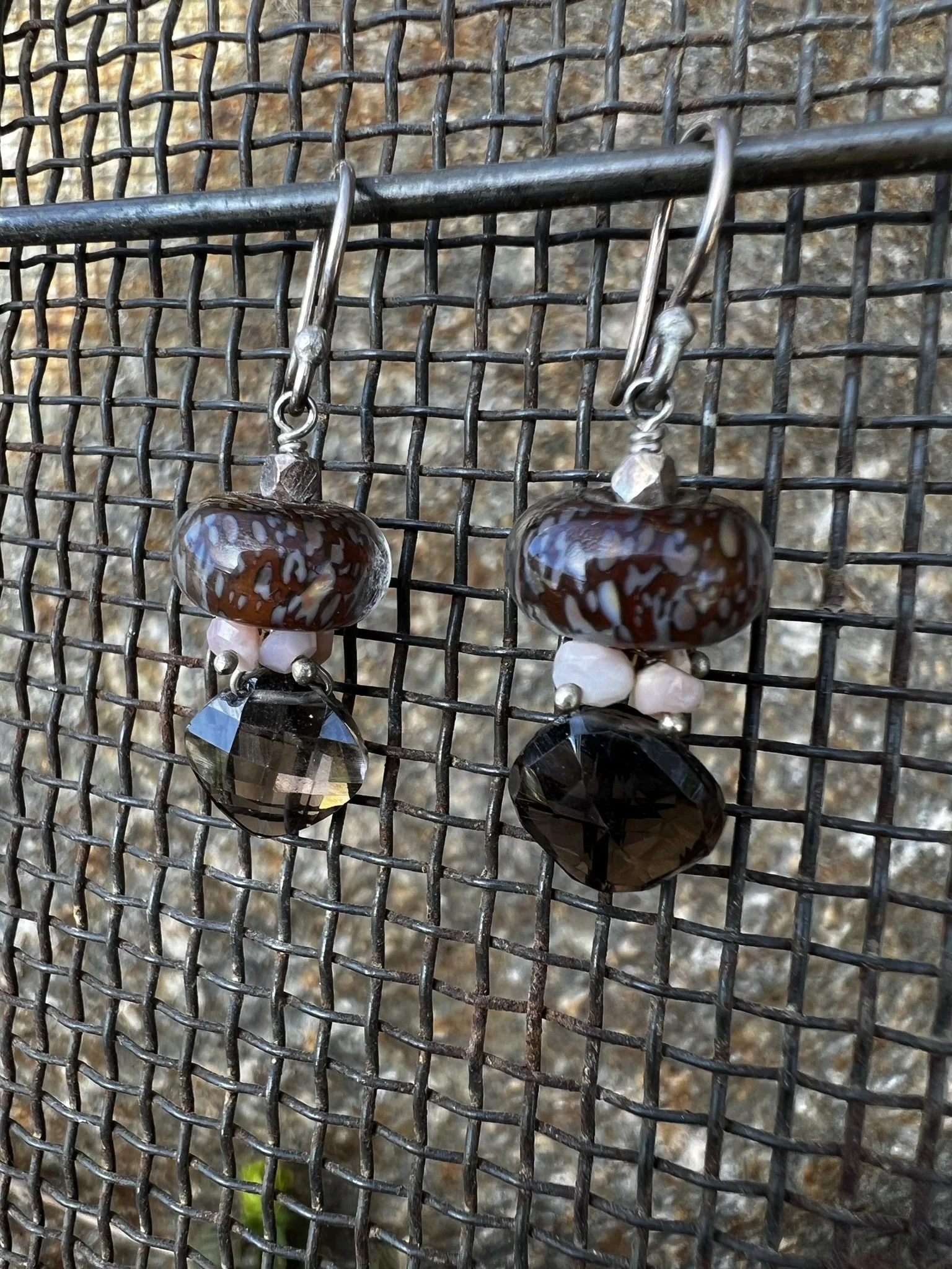 Boho Faceted briollete Lampwork Earrings