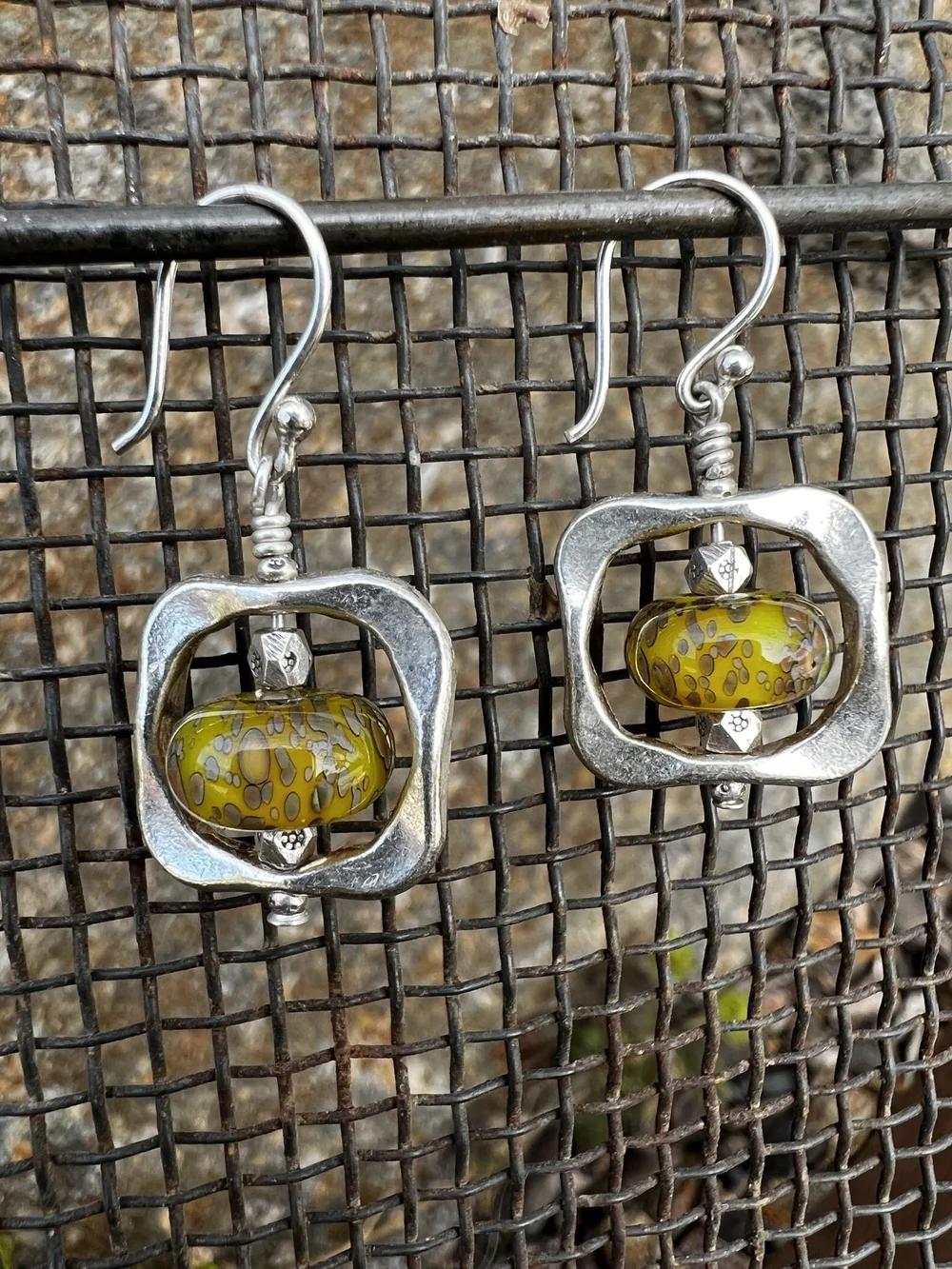 Lampwork Glass Bead Earrings with Bali and Thai Sterling Silver
