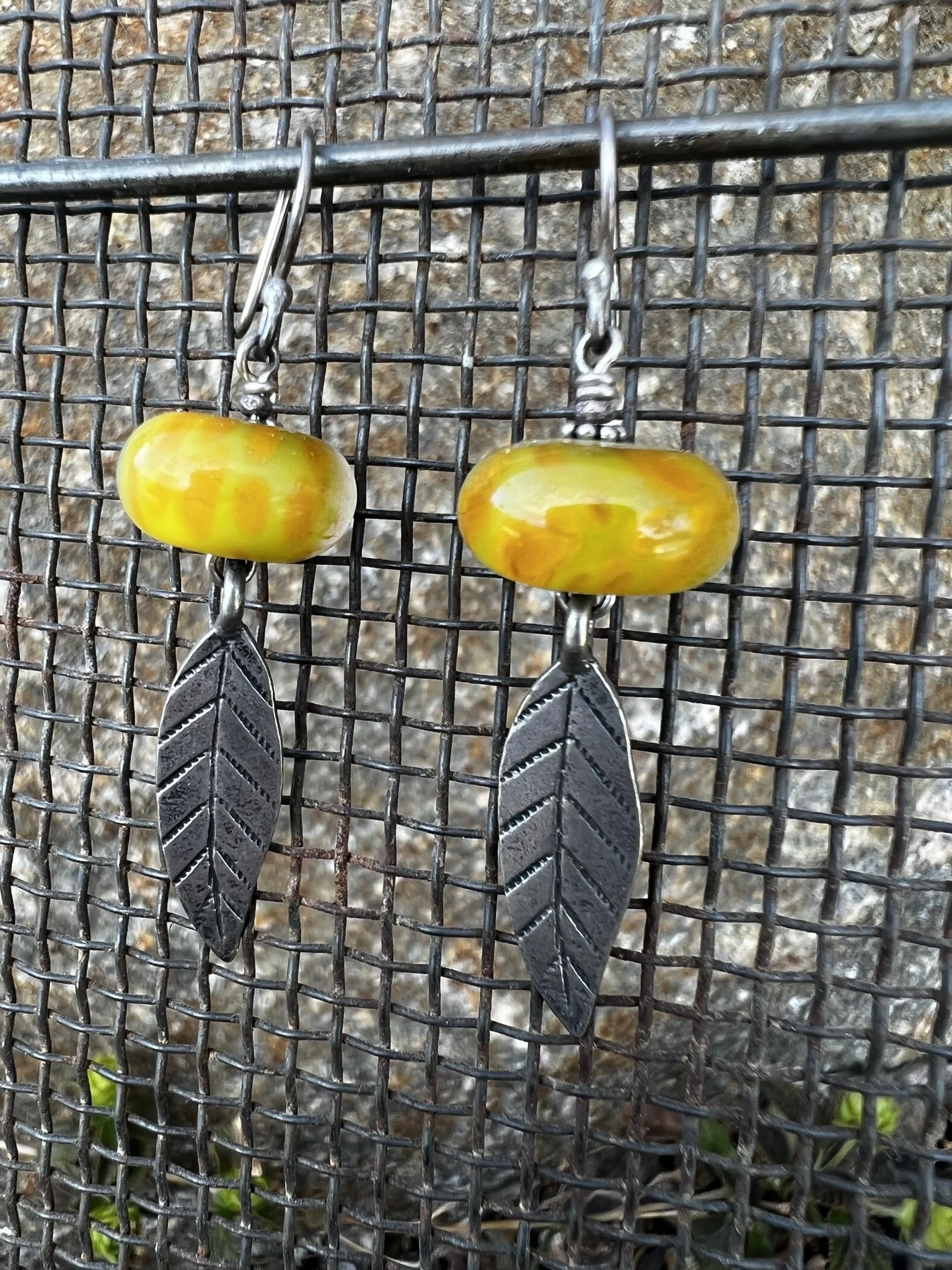 Earrings with glass beads and sterling
