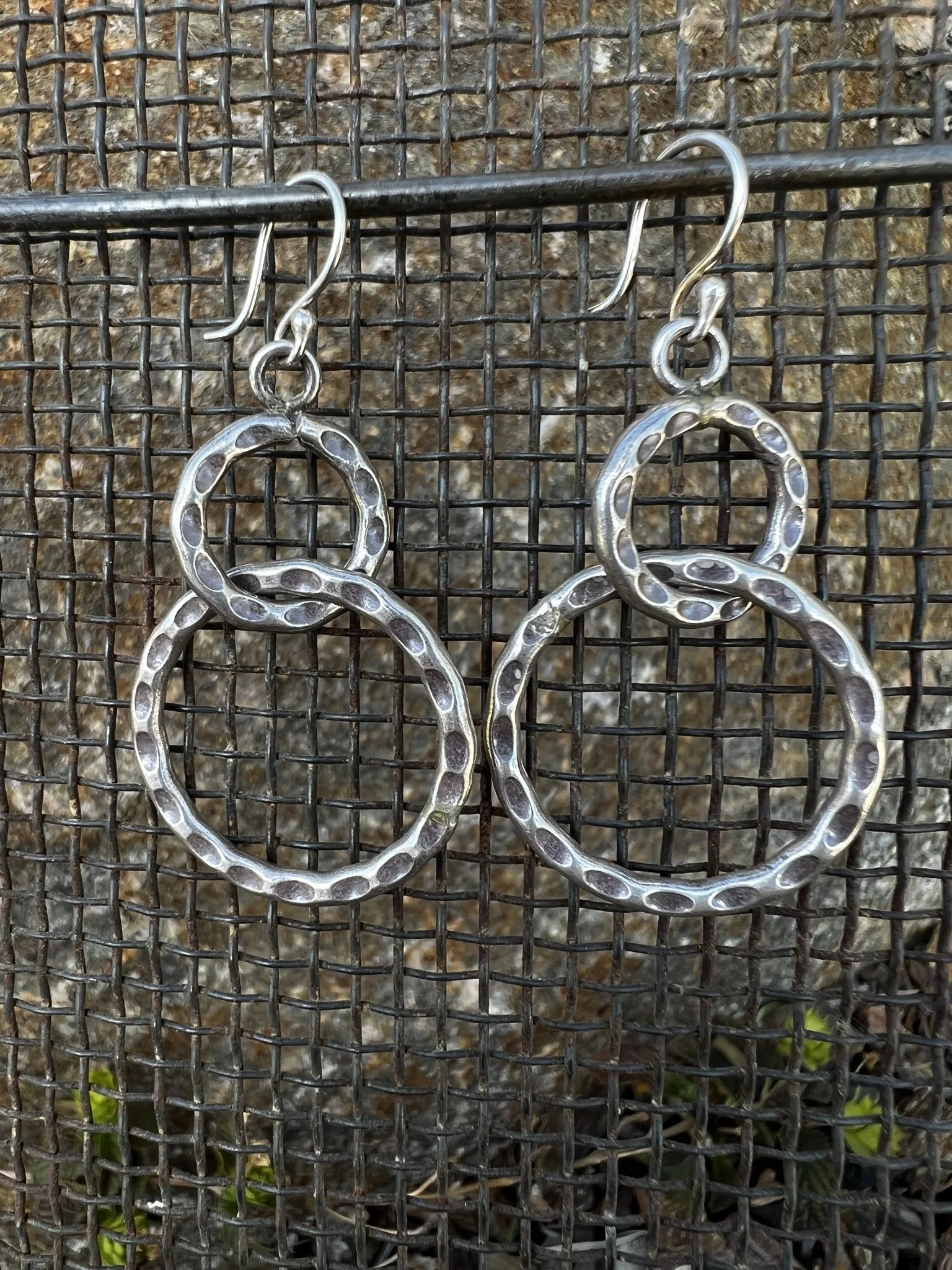 hammered circle sterling earrings dangles