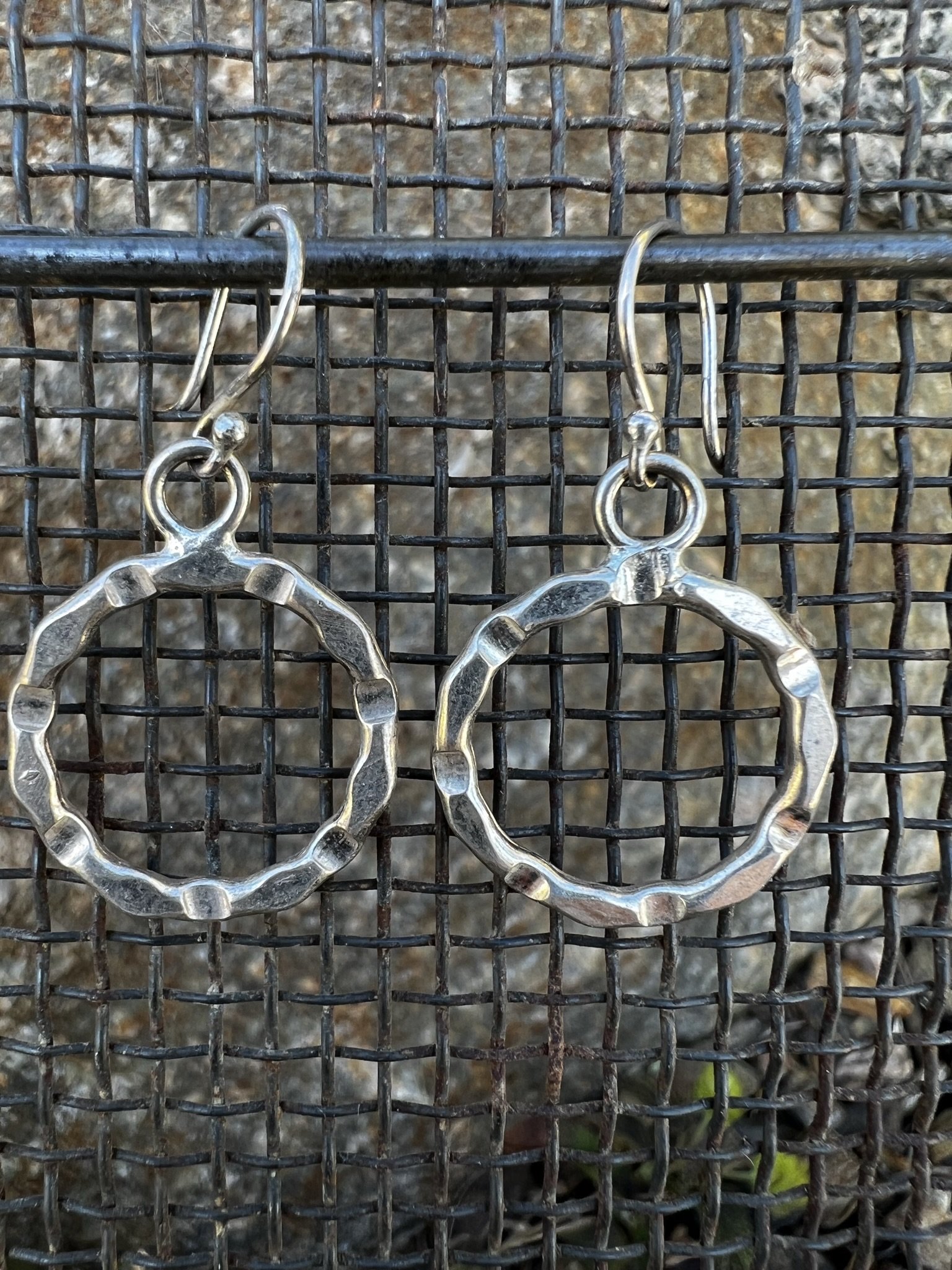 sterling silver hammered dangle earrings