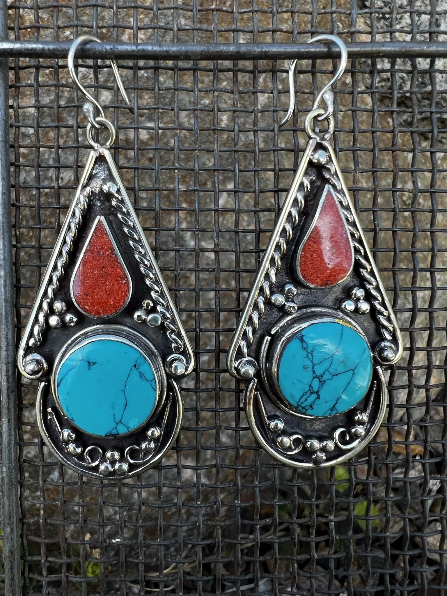 Tibetan Focal Dangle EArrings