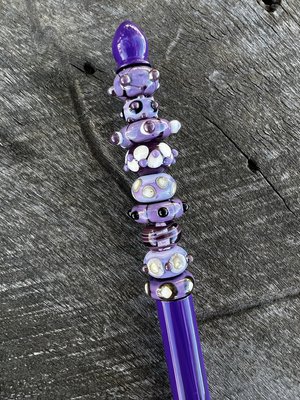 Lavender Glass Bead Pen - handmade lavender glass beads