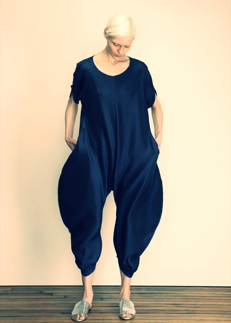 Issey Miyake, Navy Dune Pleats Jumpsuit, Totokaelo