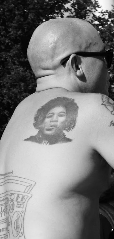 Love this Jimi Hendrix tattoo that we found at Afropunk!