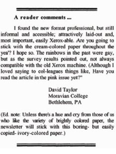 Figure 1: Comment from December 1998 Issue of The Writing Lab Newsletter