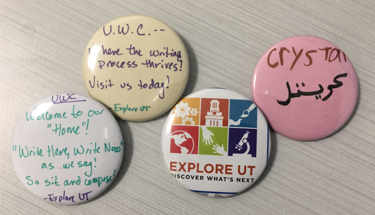 Buttons from this year's 2017 Explore UT event!