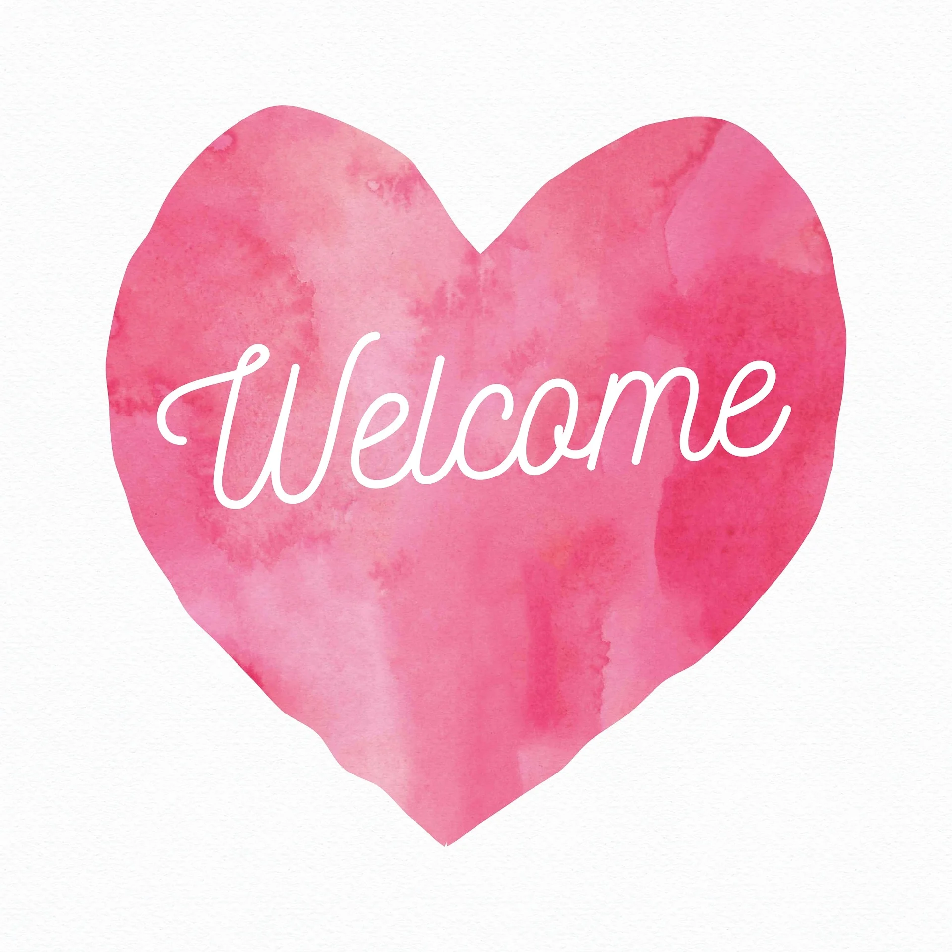 a pink heart and the word ‘welcome’ on top