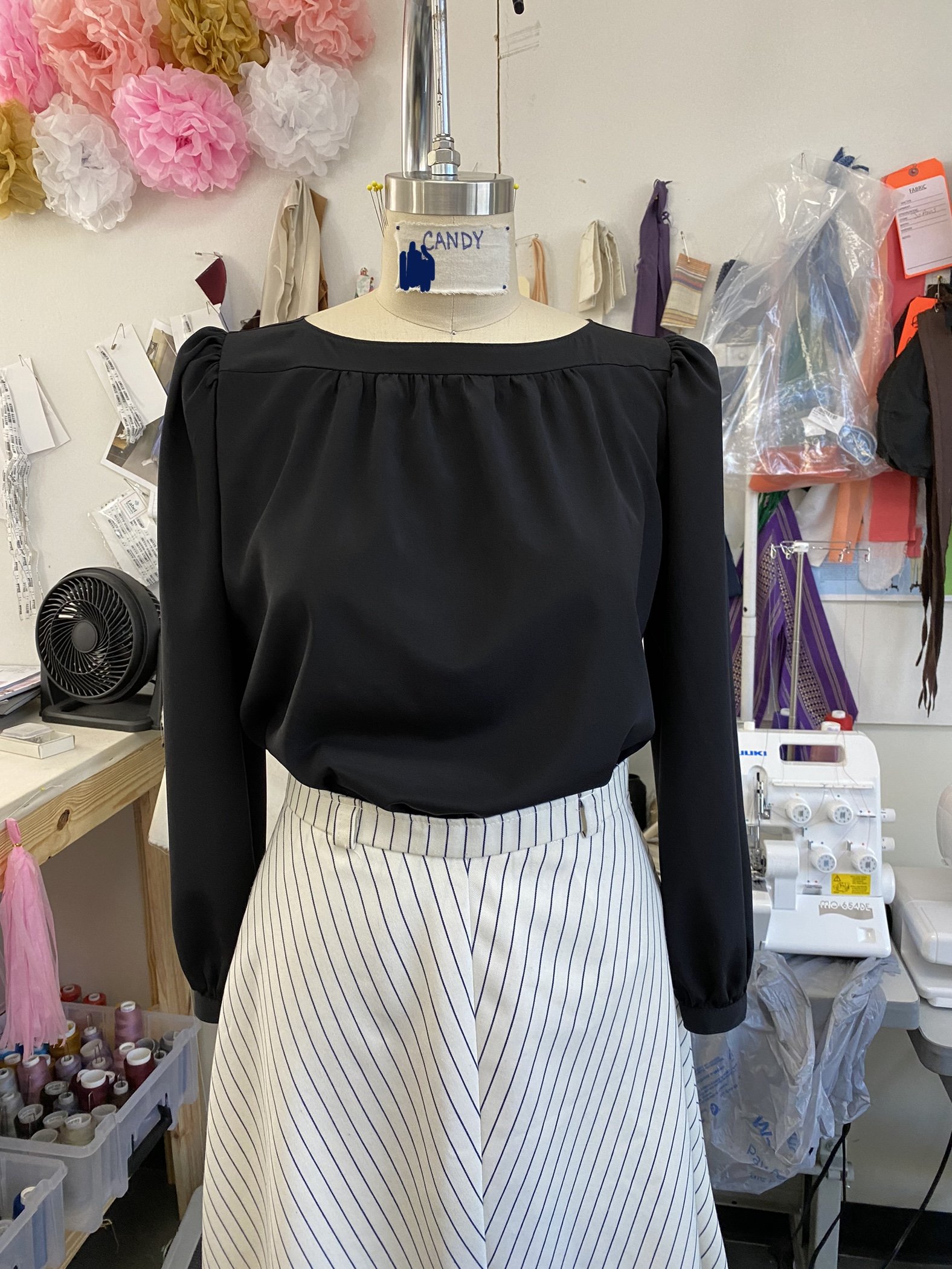 Black silk charmeuse blouse