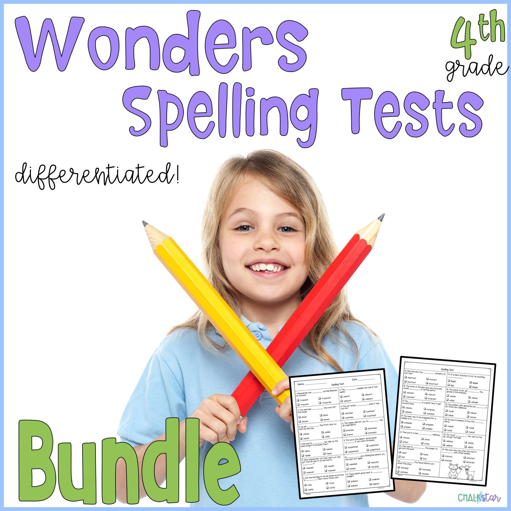 Wonders 4th grade Spelling Tests Bundle