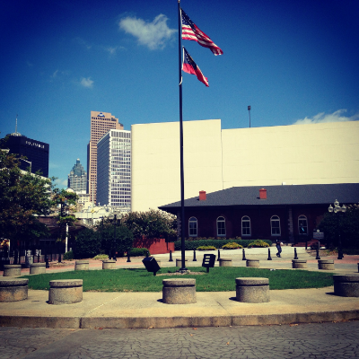 Walk across the plaza! 