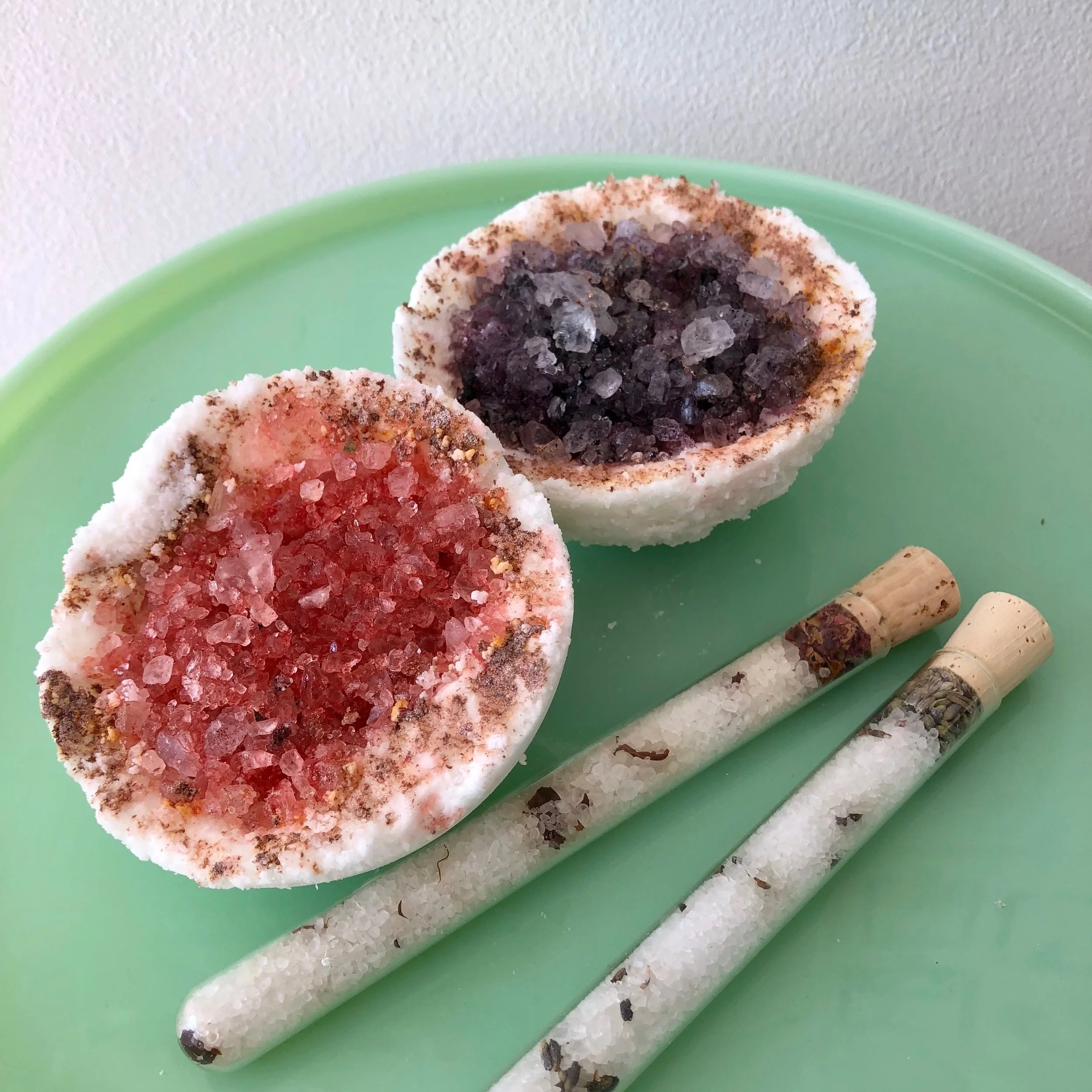 Crystal Bath Bombs and Salts - make 2 enchanted crystal bath bombs and 2 vials of bath salt.