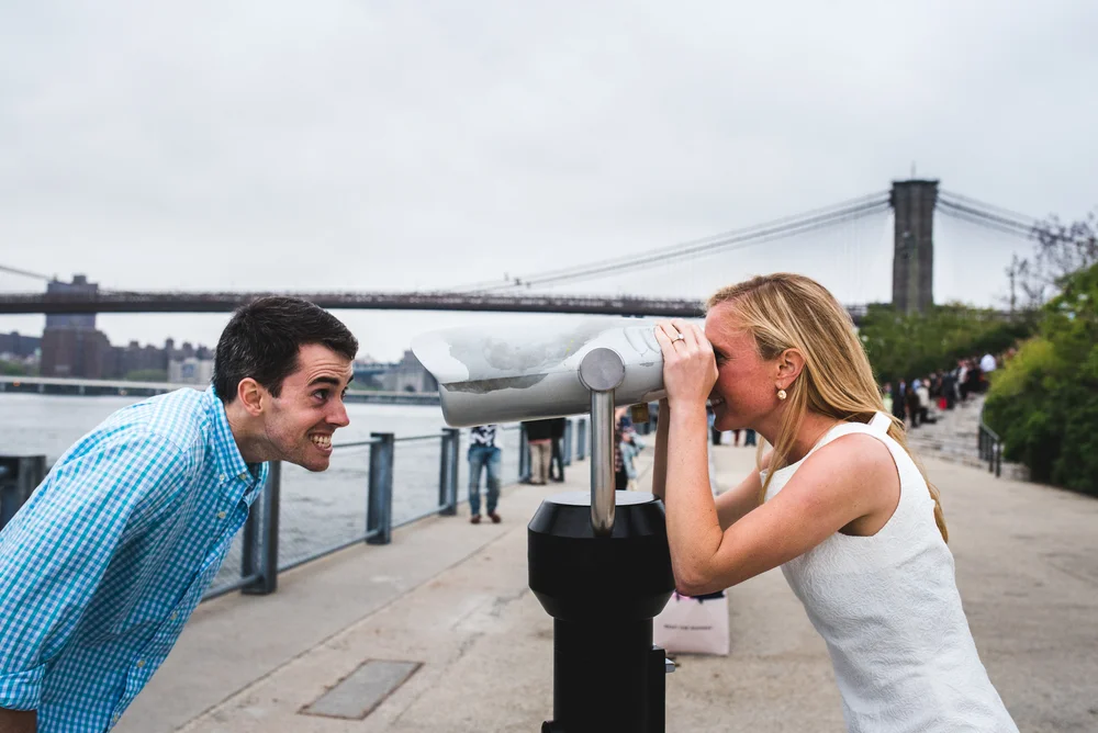 Playful Brooklyn engagement session near the waterfront in New York
