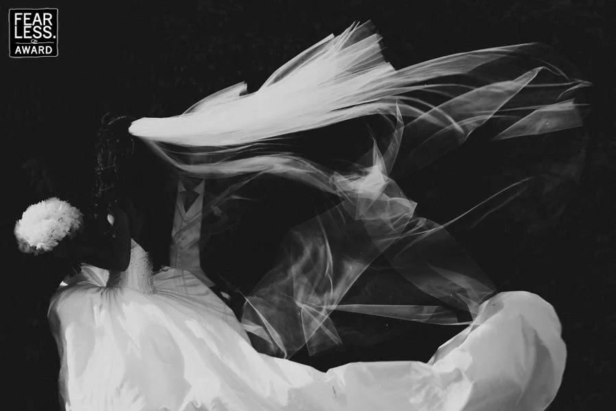 Fearless Photographers award-winning black and white veil photograph