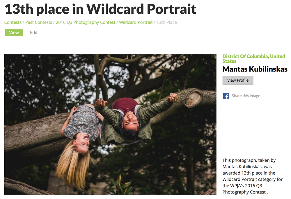 WPJA award page for a wildcard portrait