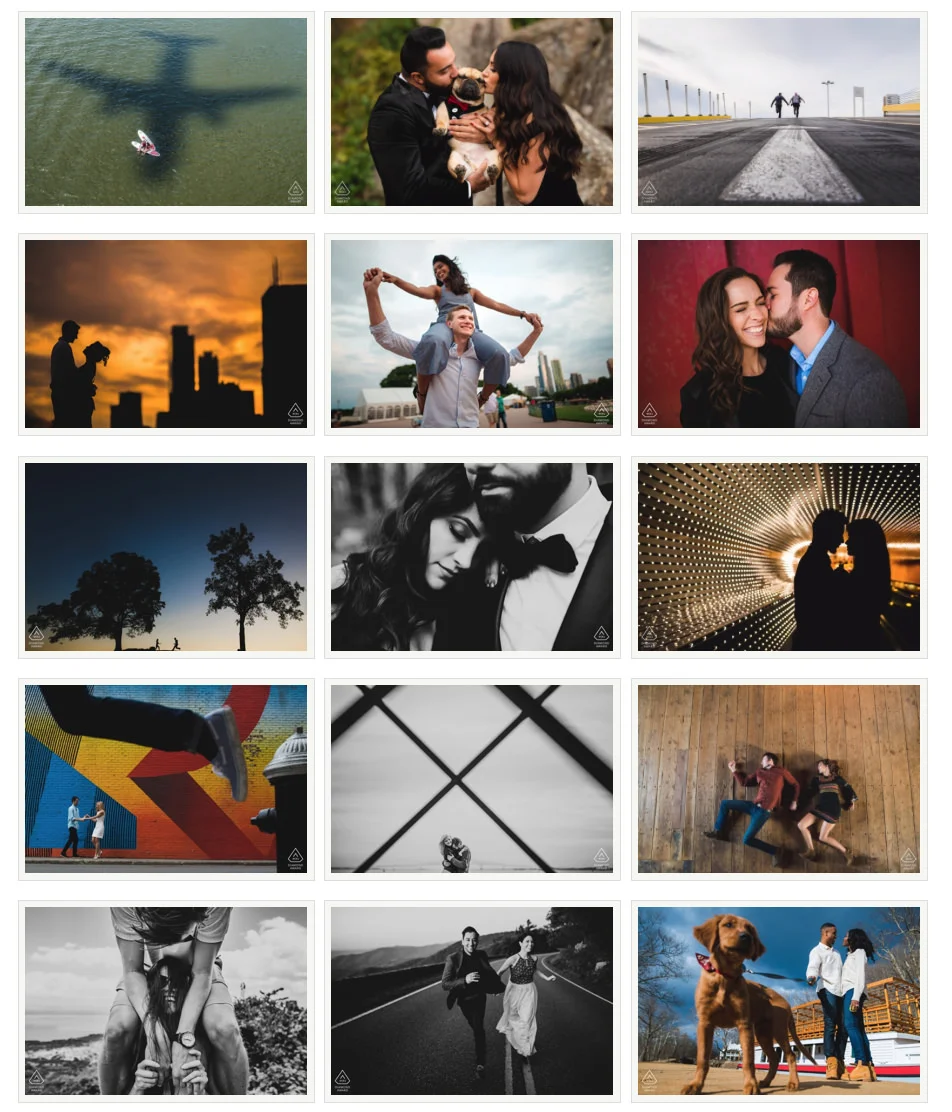 Grid of Diamond Award engagement portraits