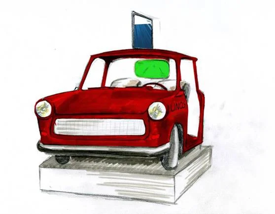 Illustration des Messestands von Linos für die Werbeagentur Kaliber42