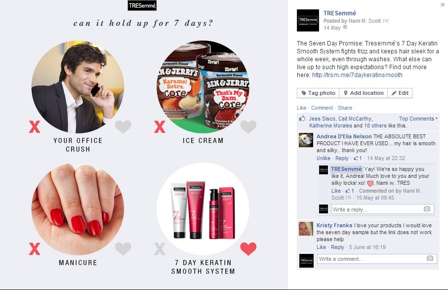 Tresemme, Facebook Strategy