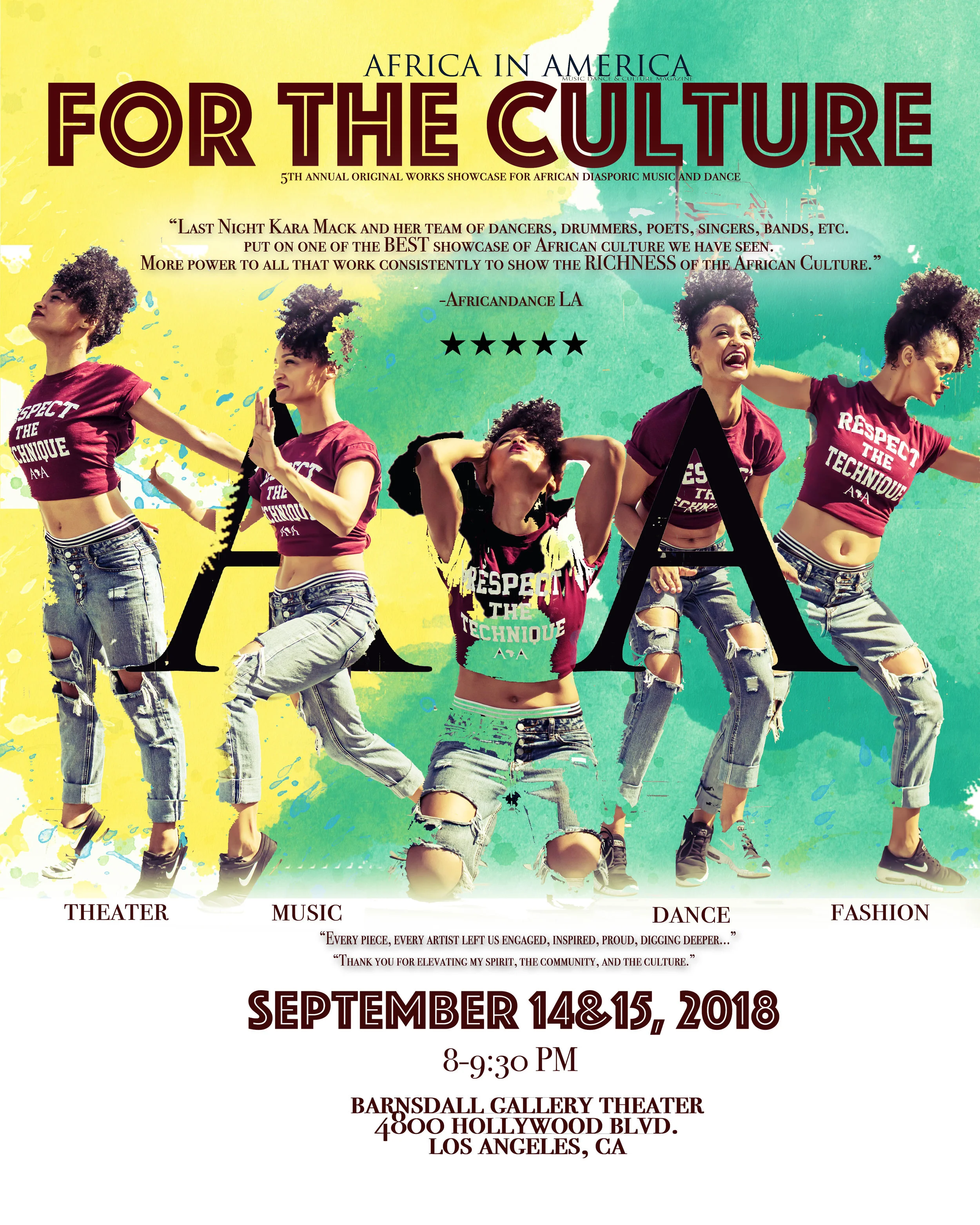 "FOR THE CULTURE" 5th Annual Original Works Showcase for African Diasporic Music and Dance