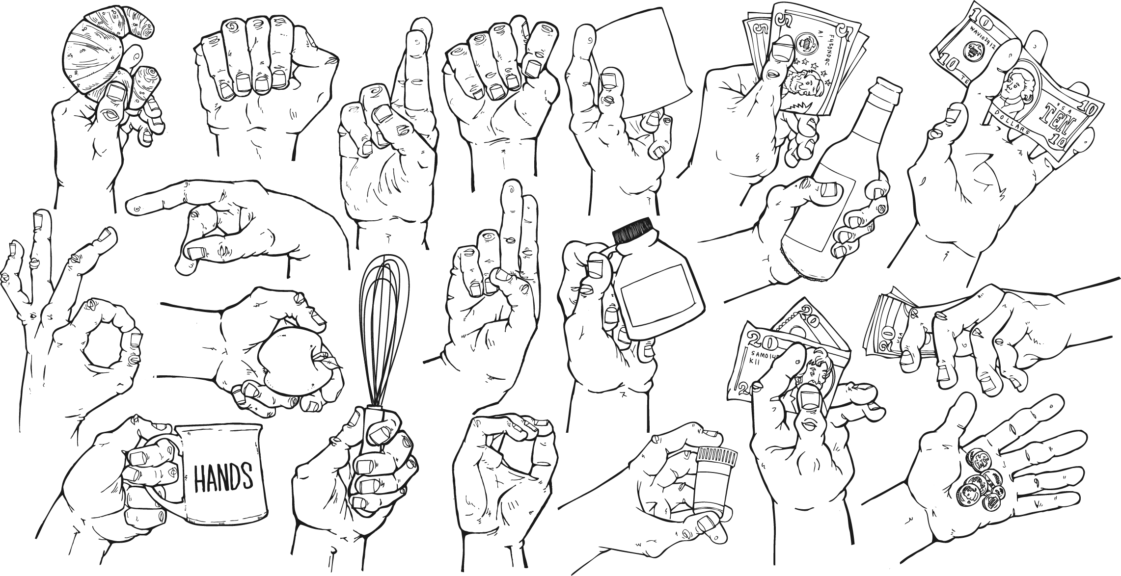 an assortment of hands for various projects