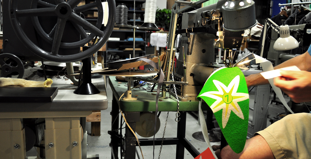 Matt's machine has a great attachment for binding, it folds and sews the webbing at the same time.