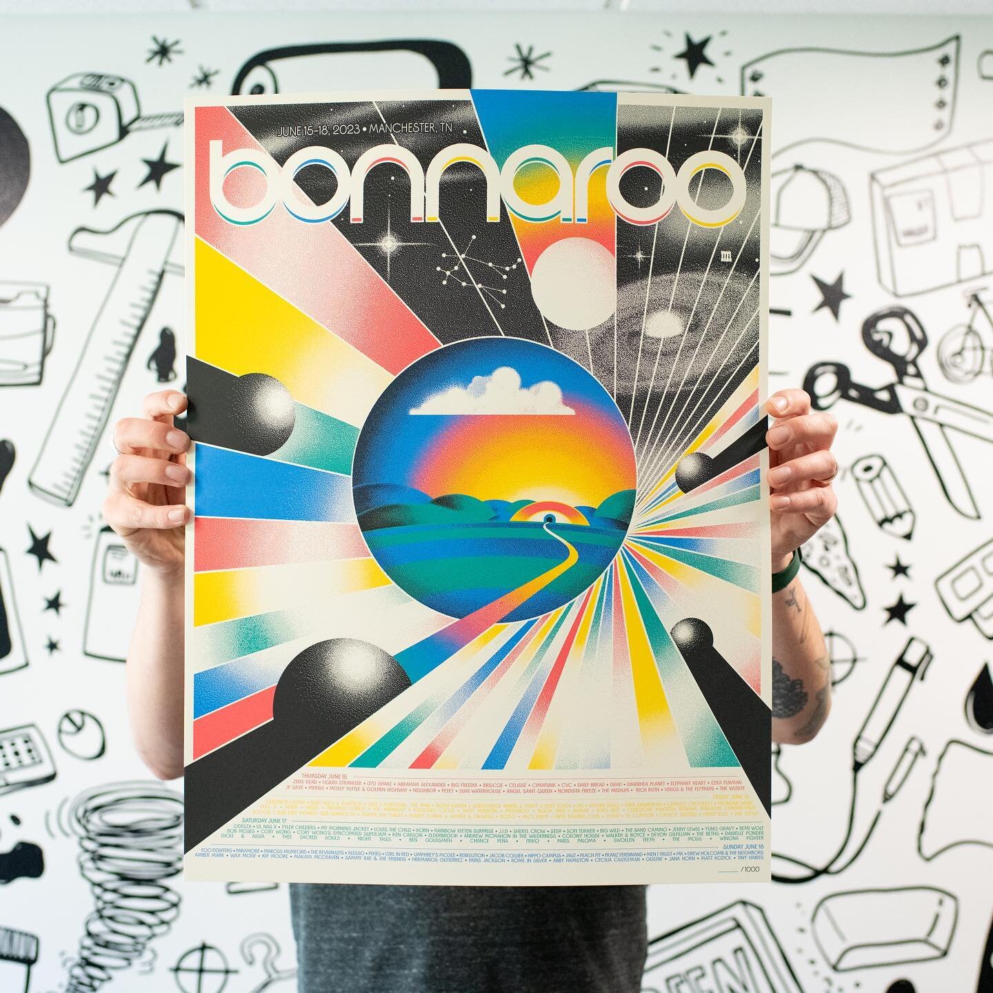 A couple of recent prints we did for @bonnaroo. Both editions of 1,000. Printed in house by our flat stock specialist @meimei_stephens.