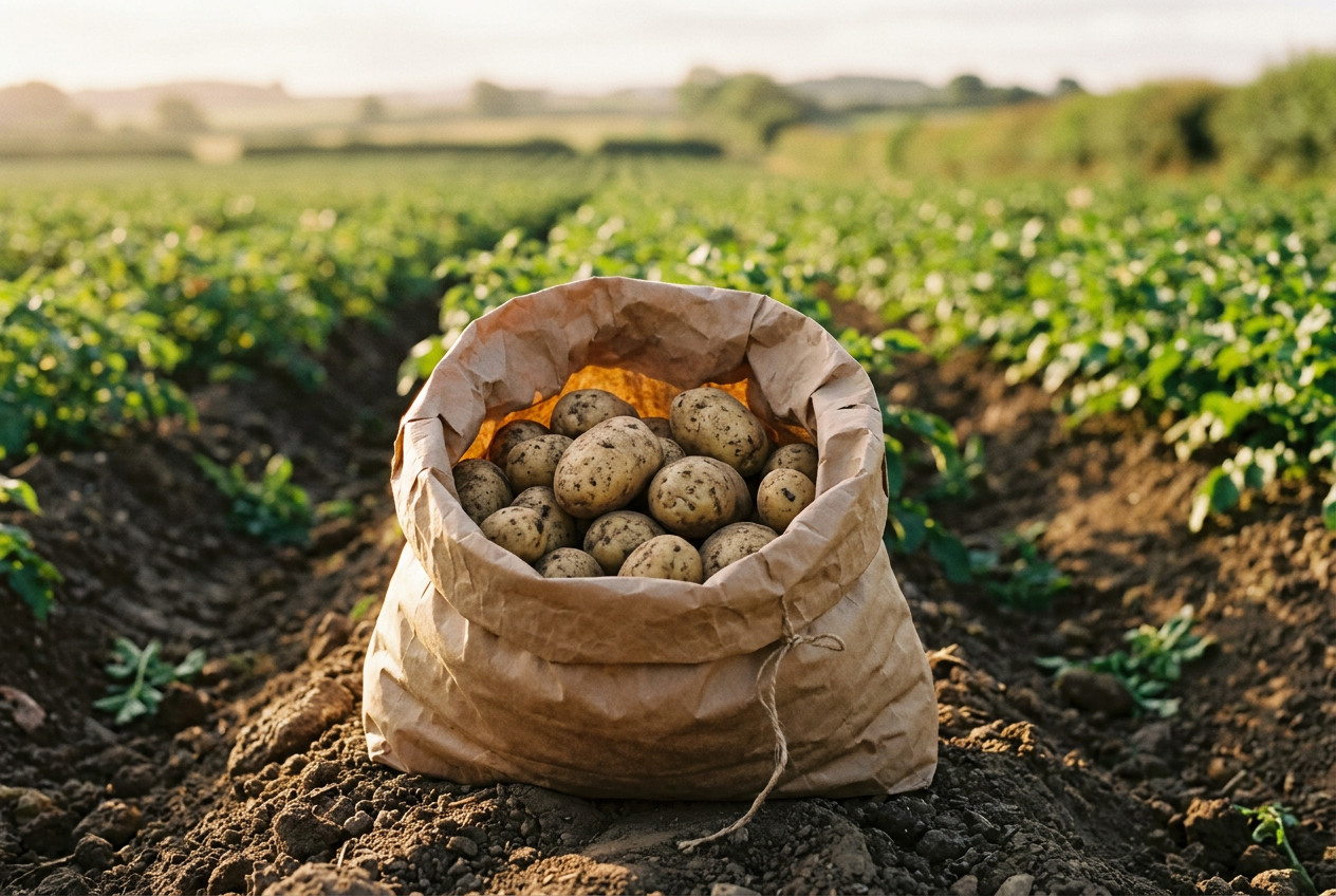A field of potatoes grown in Lincolnshire or Cheshire by our growers for our Customers across the north of England.