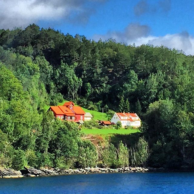 Houses on the fjord... People being alone. Together. 