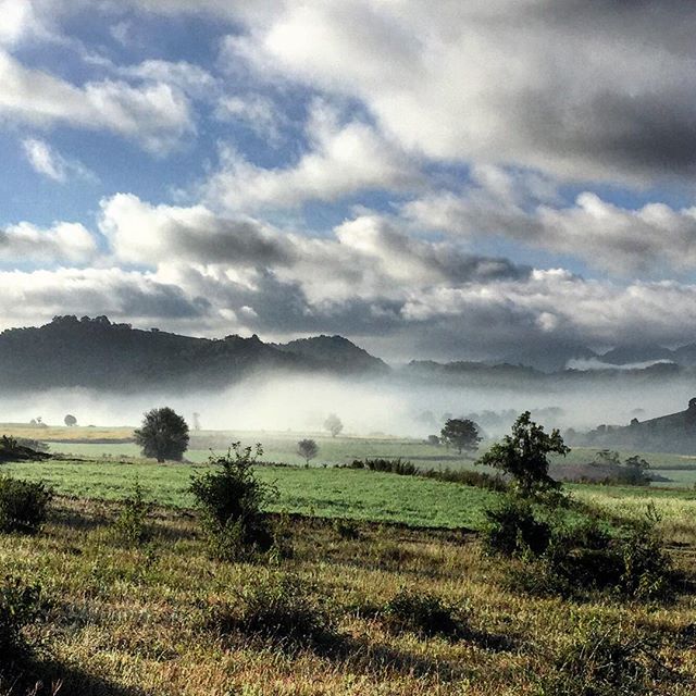 Morning fog on the third day from Kalaw to Inle Lake. 